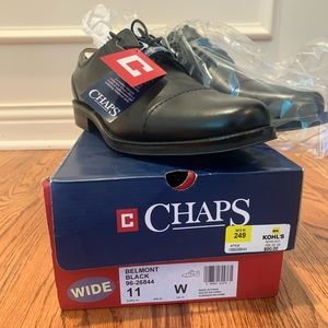Chaps Black Leather Dress Shoes Size 11W